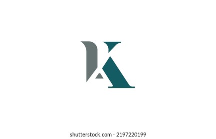 Letras alfabéticas Iniciales Monograma KA AK K A 