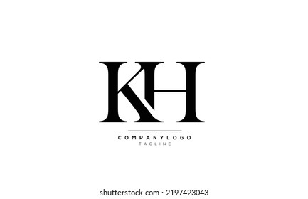 Letras alfabéticas Iniciales Logo Monograma KH, KH INITIAL, letra KH