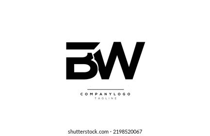 Alphabet letters Initials Monogram logo BW, BW INITIAL, BW letter