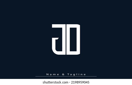 Letras alfabéticas Iniciales Logotipo Monograma JO , DO