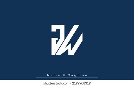 Letras alfabéticas Iniciales Monograma JW   WJ