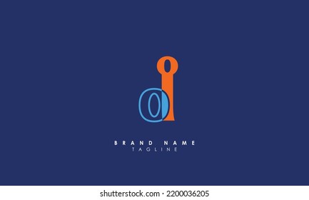 Letras alfabéticas Iniciales Logotipo de monograma OI, IO, O e I
