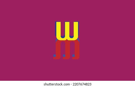 Letras alfabéticas Iniciales Monograma M W. W.M W y M.