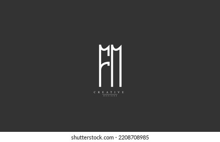 Letras alfabéticas Iniciales Monograma FM MF F M