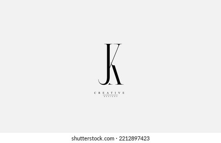 Letras alfabéticas Logo del primer monograma JK KJ J K