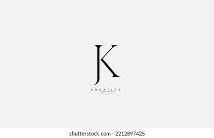 Letras alfabéticas Logo del primer monograma JK KJ J K