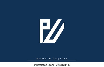Letras alfabéticas Iniciales Logo Monograma PU , UP