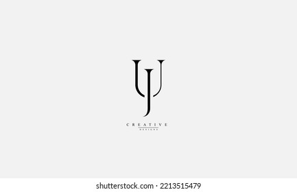 Letras alfabéticas Iniciales Monograma JU UJ J U