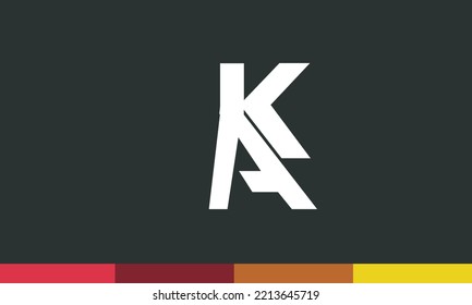 Letras alfabéticas Iniciales Logotipo Monograma AK, KA, A y K