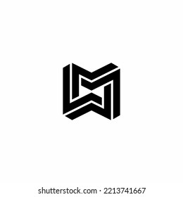 Letras alfabéticas Iniciales Logotipo Monograma MW, WM, M y W
