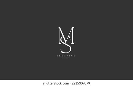 Letras alfabéticas Iniciales Monograma SM MS S M