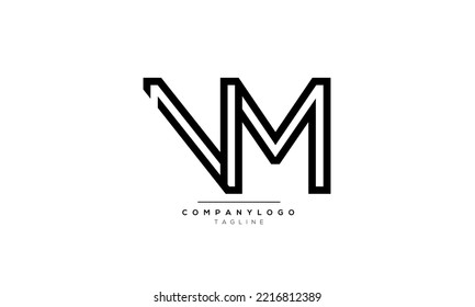 Alphabet letters Initials Monogram logo VM, VM INITIAL, VM letter