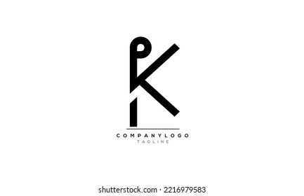 Alphabet letters Initials Monogram logo PK, PK INITIAL, PK letter
