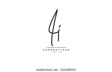 Letras alfabéticas Iniciales Logo Monograma AI, AI INITIAL, AI carta