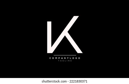Letras alfabéticas Iniciales Logo Monograma VK,VK INITIAL,letra VK