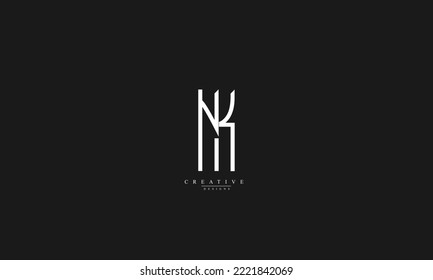 Letras alfabéticas Iniciales Monograma NK KN N K