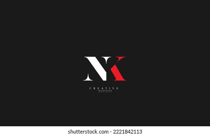 Alphabet letters Initials Monogram logo NK KN N K