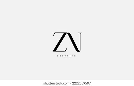 Letras alfabéticas Iniciales Monograma ZN NZ Z N