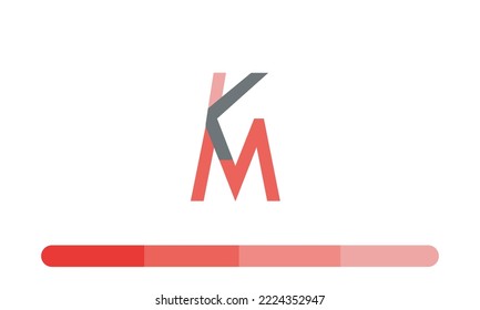 Letras alfabéticas Iniciales Logotipo Monograma KM, MK, K y M
