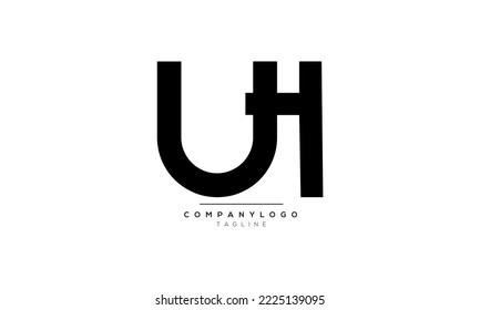 Letras alfabéticas Iniciales Logo Monograma UH,UH INICIAL,UH letra