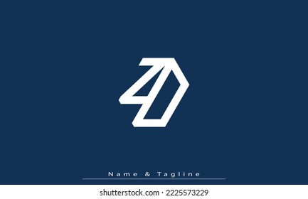 Letras alfabéticas Iniciales Monograma ZD , DZ