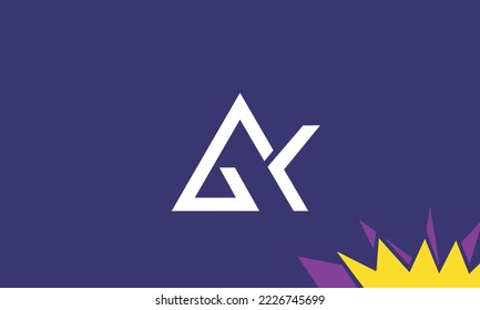 Letras alfabéticas Iniciales Logotipo Monograma AK, KA, A y K