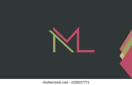Letras alfabéticas Iniciales Logotipo de monograma ML, LM, M y L