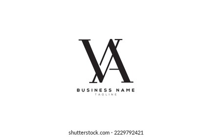 Letras alfabéticas Iniciales Logotipo Monograma VA, V y A