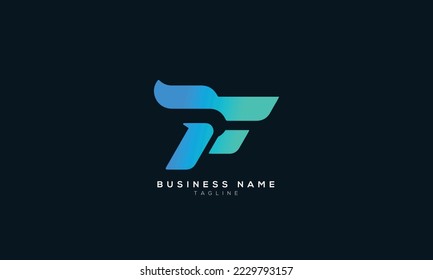 Letras alfabéticas Iniciales logotipo de monograma TF, T y F