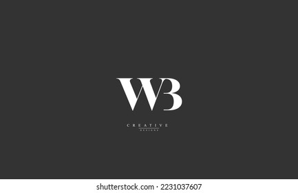 Letras alfabéticas Logo del primer monograma WB BW B