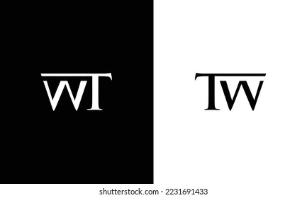 Alphabet letters Initials Monogram logo TW, WT, T and W