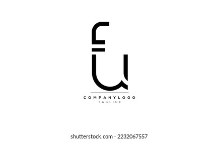 Alphabet letters Initials Monogram logo FU,FU INITIAL,FU  letter
