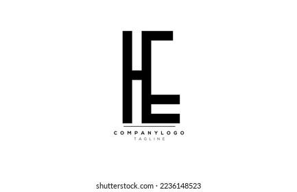 Letras alfabéticas Iniciales Monograma HE, HE INICIAL, HE carta