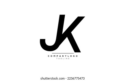Letras alfabéticas Logo del Monograma JK, JK INITIAL, carta JK