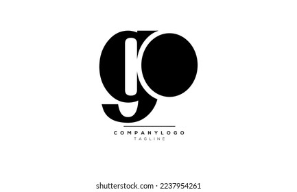 Letras alfabéticas Iniciales Logo del Monograma GO, IR INICIAL, Ir carta
