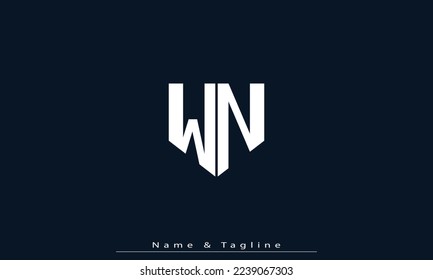 Alphabet letters Initial Monogram Logo WN, NW