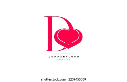 Alphabet letters Initials Monogram logo D HEART,D HEART  INITIAL,D HEART  letter