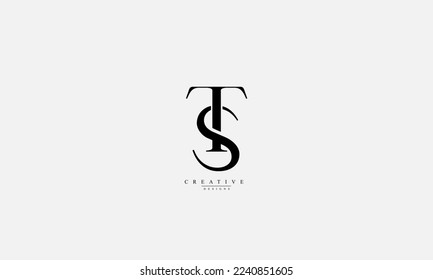 Letras alfabéticas Iniciales Monograma ST TS S T