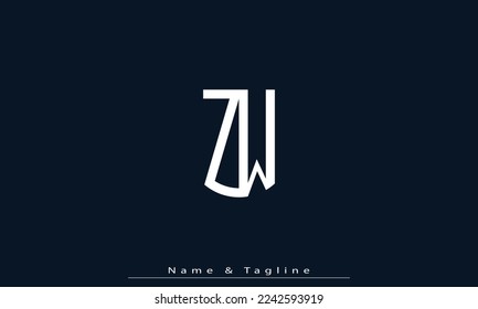 Alphabet letters Initial Monogram Logo ZW, WZ