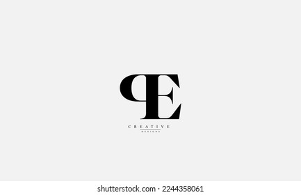 Alphabet letters Initials Monogram logo PE P E