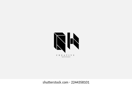 Alphabet letters Initial Monogram Logo QH Q H