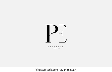 Alphabet letters Initials Monogram logo PE P E