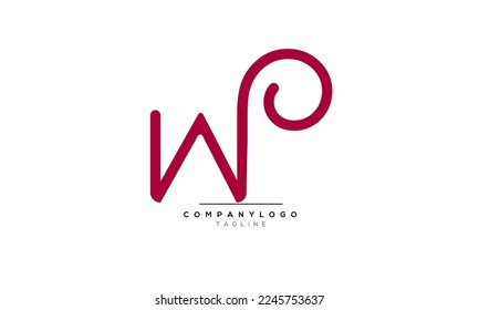 Letras alfabéticas Iniciales logotipo de monograma WP, WP INITIAL, letra WP