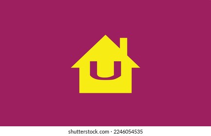 Alphabet letters Initials Monogram logo u house.