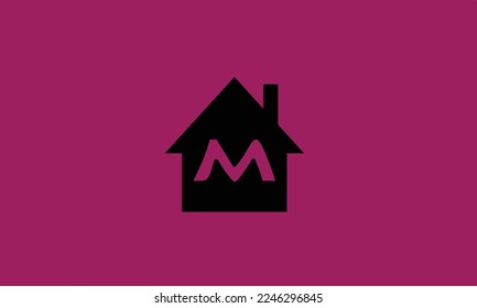 Alphabet letters Initials Monogram logo m house