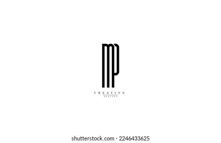 Alphabet letters Initials Monogram logo MP PM M P