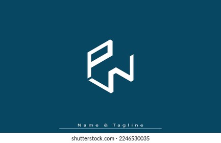 Alphabet letters Initial Monogram Logo PW, WP