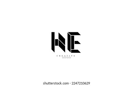 Alphabet letters Initials Monogram logo HE E H