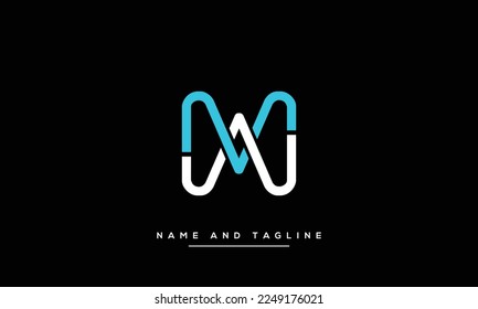 Letras alfabéticas Iniciales Logotipo Monograma MW, WM, M y W