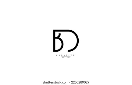 Letras alfabéticas Iniciales Monograma BD DB B D